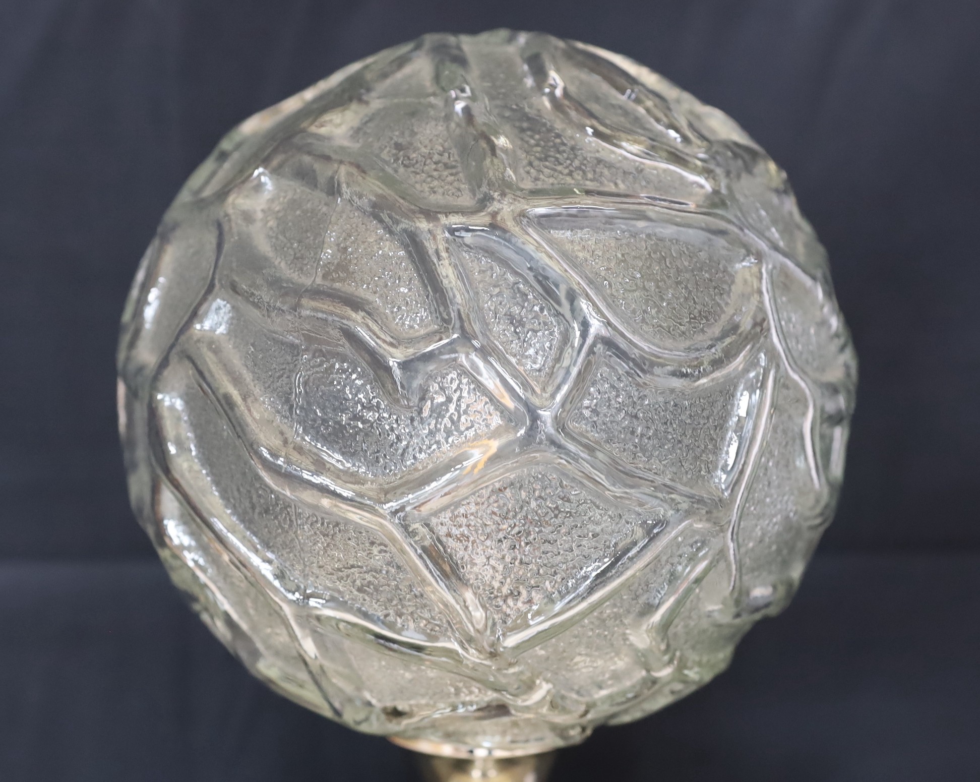 A 1960s Danish chrome plated table lamp with moulded globular shade, height 66cm